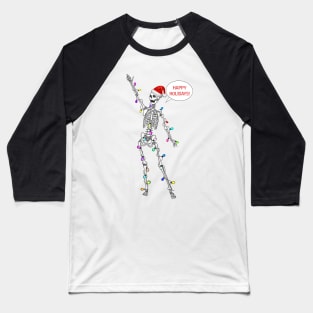 Happy holidays skeleton with garland Baseball T-Shirt